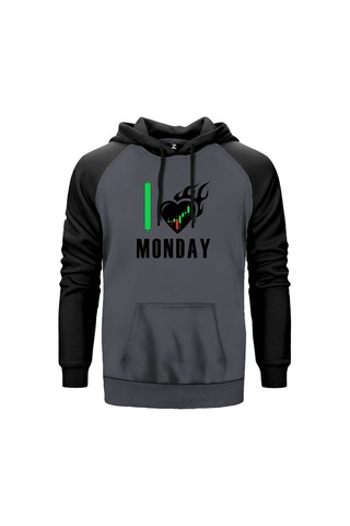Kripto Para Pazartesi Kırmızı Renk Reglan Kol Sweatshirt