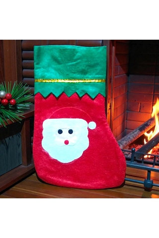 Küçük Boy 23 Cm Noel Baba Çorabı Noel Baba Figürlü Çorap Dekor Yılbaşı Süsleri Noel Babalı Çorap