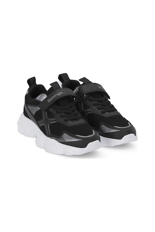 Slazenger Fast Track I Unisex Çocuk Cırt Cırtlı Siyah / Gümüş Günlük Spor Ayakkabısı