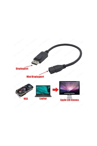4k Displayport Erkek To Mini Displayport Dişi Çevirici Kablo