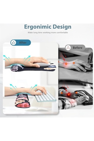 Ulzyvf Siyah Setleri Pad Mouse Klavye Destekli Desteği Bilek Arada 3'ü 1 Ac Siyah