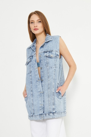Esra Butik78 Açık Mavi Oversize Kot Yelek Modern Ve Zamansız Şıklık