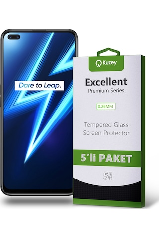 Realme 6 Pro ile Uyumlu Temperli Ekran Koruyucu Kırılmaz Cam Ekonomik 5'li Paket