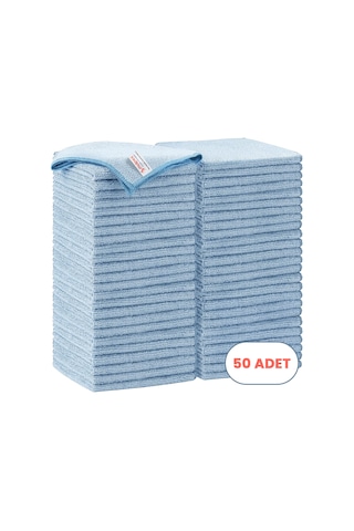 Mulpex Mikrofiber Temizlik Bezi 50 Adet - 40x40 Cm, 375 Gsm, Parlak Dokulu, 60 Gr 2, Yüksek Emici, İz Bırakmaz Mavi