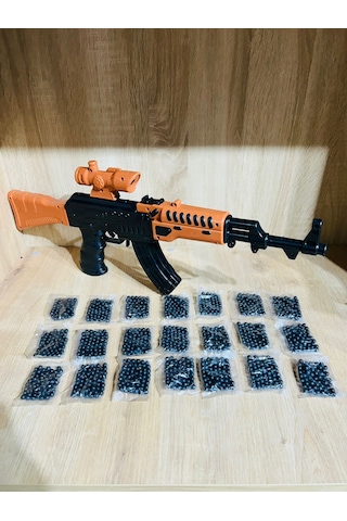 Boncuklu Oyuncak Tüfek 55 Cm 1 Adet Ak47+21 Paket Plastik Boncuk