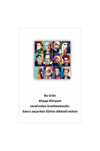 12 Parça Sanatçı Ve Bilim İnsanları Resimleri Çerçeve Görünümlü Mdf Tablo Duvar Süsü Hediyelik Çok Renkli - 670772652 Çok Renkli