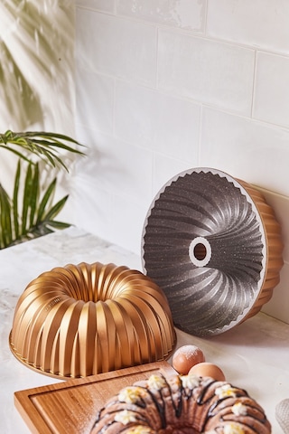 Emsan Griss Hardstone Döküm Kek Kalıbı Gold 24 CM