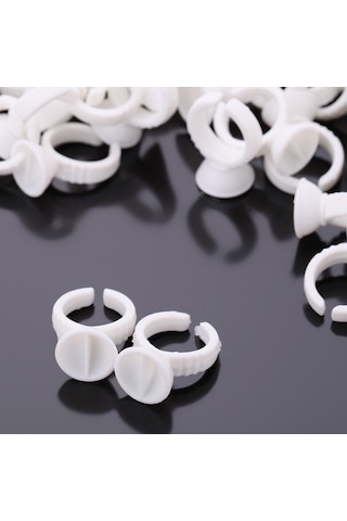 Kangvka 100 Adet Plastik Kirpik Talaşı Tutucu Yüzükleri - 1.3cm Dış Çap, 1.1cm İç Çap - Kirpik Uzatma Ve Kaş Dövme İşlemleri İçin Kolay Kullanım