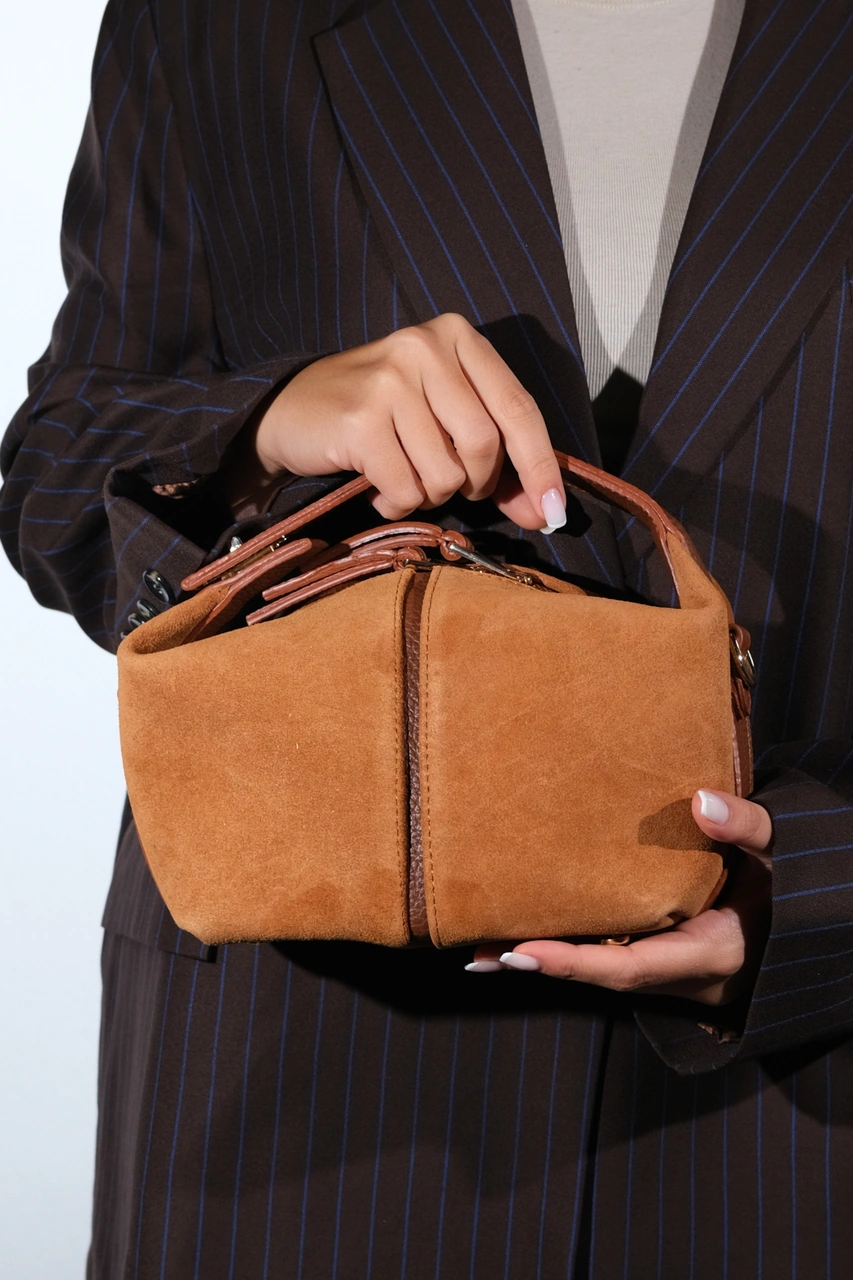 Luvishoes Luvi Shoes Island Taba Süet Hakiki Deri Kadın Kol Çantası Taba