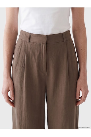 Lcw Comfort Haki Geniş Paça Pileli Kadın Kumaş Pantolon