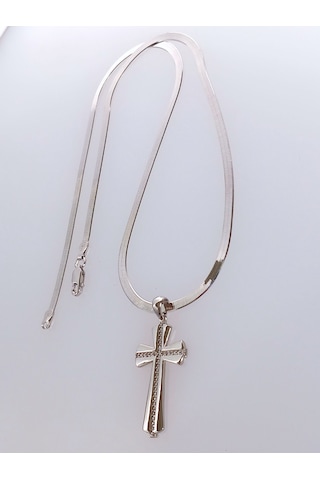 925 Ayar Gümüş Sade Kelt Haç Tasarım Kadın Gümüş Kolye Doğum Günü Hediye Gümüş - Rodyum