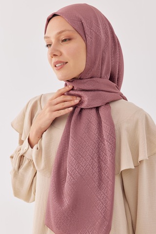 Mirsoy Scarf Halka Desen Parlak Jakar Şal - Leylak Leylak