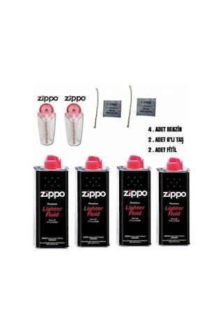 Zippo Benzin 4 Adet 2 Taş ve 2 Fitil 8'Li Set