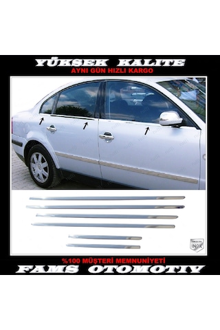 Vw Passat 3B Krom Cam Çıtası 6 Prç. 1996-2005 Arası P. Çelik