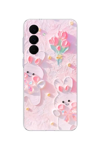Samsung Galaxy A37 Uyumlu Sevimli Tavşanlar Baskılı Silikon Kılıf
