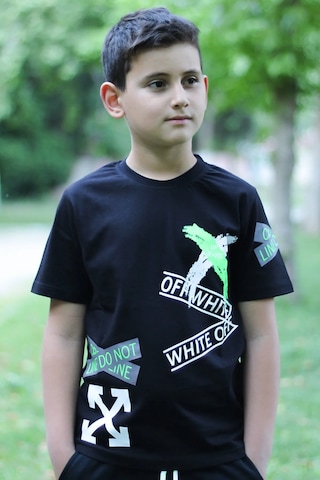 Markahit X Baskılı %100 Pamuk Erkek Çocuk T-shirt 9-16 Yaş SIYAH
