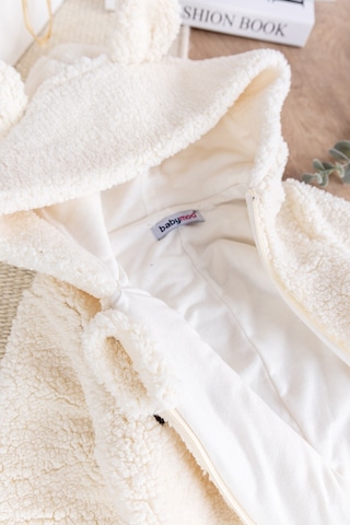 Kapüşonlu Kendinden Eldivenli Welsoft Kışlık Kız/erkek Bebek Tulum Krem