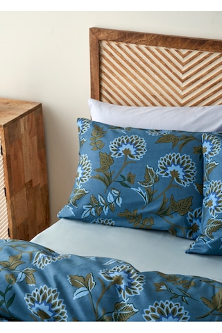 Bella Maison %100 Pamuk Saten Arora Çift Kişilik Nevresim Takımı Mavi 200x220 Cm Mavi