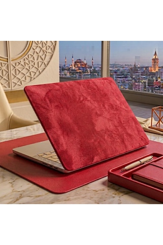 Kendinden Yapışkanlı Alcantara Laptop Kaplama 48x30 Cm Süet Doku Arka Kapak Çizilme Önleyici Koruyucu Skin Kırmızı
