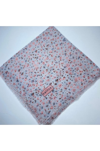Saçaklı Pamuk Tülbent - 05504 - 95 X 95 / Gri,pembe - 04 Gri,pembe - 04