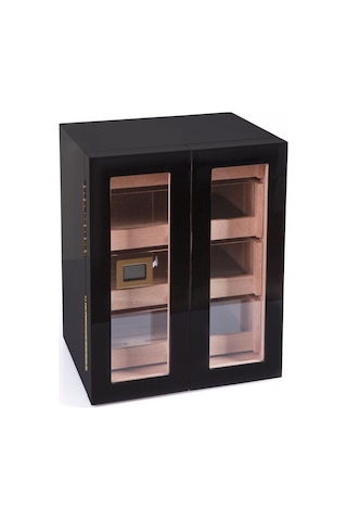 Premiumquality Santa Rosa Siyah 4 Çekmeceli Sedir Humidor Puro Kutusu