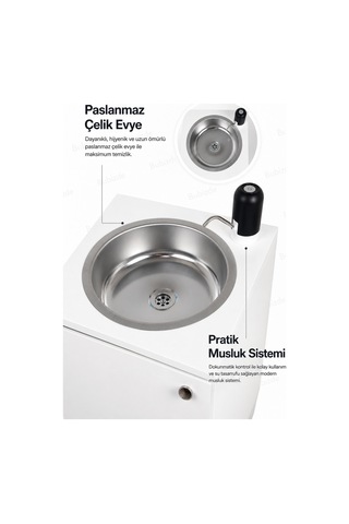 Mobil Seyyar Lavabo Yeni Yönetmeliğe Uygun Model Beyaz