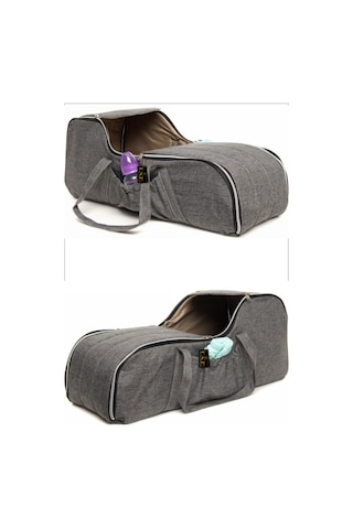 U.S.F Fonksiyonel Bebek Bakım Sırt Çantası + Portbebe Ana Kucağı Puset Çizgili Model Gri