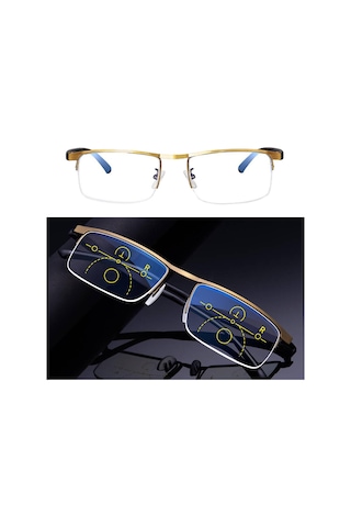 Homyl Unisex Presbiyopik Gözlük Akıllı Progresif Altın-250-derece