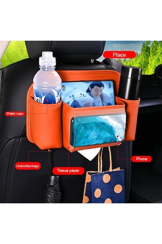 Kırmızı Seametal Araba Koltuğu Arka Organizatör Saklama Çantası Çok Fonksiyonlu Depolama Anti-kick Mat Araba Arka Koltuk Organizatör Koruyucu Ped