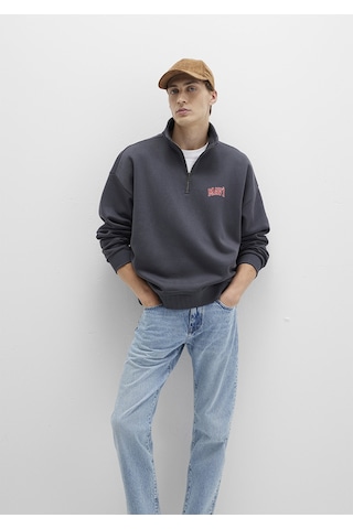 Mavi - Mavi Logo Baskılı Yarı Fermuarlı Antrasit Sweatshirt 0s10208-80106 Antrasit