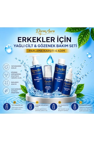 Dermaura Erkekler İçin Yağlı Cilt Ve Gözenek Bakım Seti