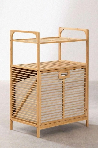 Digithome Bambu Xl Kirli Sepetli 2 Raflı Çok Amaçlı Banyo Düzenleyici Çamaşır Sepeti Organizer Db-0004