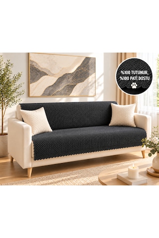 %100 Kaymaz Taban-pati Dostu Koltuk Örtüsü 170x 210 Cm Antrasist