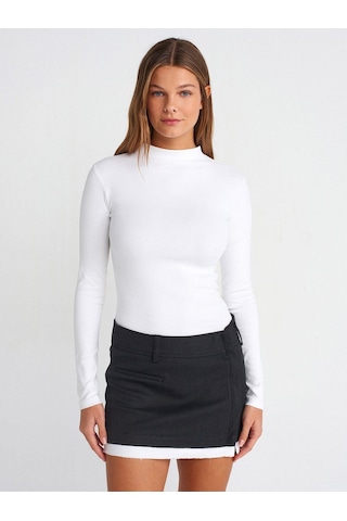 31433 Yarım Balıkçı Yaka Top-ekru-875 Ekru