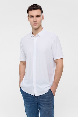 Backandbond Beyaz Regular Fit Kısa Kollu Gömlek