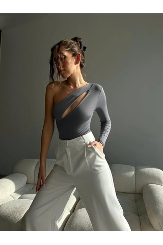 Kadın Antrasit Çıtçıtlı Body