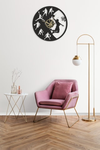 Basketbol Spor Duvar Saati Mdf Duvar Dekorasyon Lazer Kesim 32x32