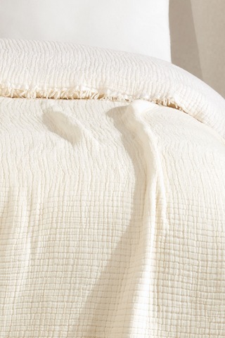 Varol 5 Katlı %100 Pamuk Müslin Yatak Örtüsü 230x240 Cm Krem/cıftkısılık Krem