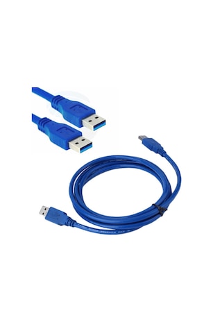 Wozlo USB 3.0 Erkek Erkek Kablo Mavi İki Ucu Erkek Usb 3.0 Data Bağlantı Kablosu 1 M