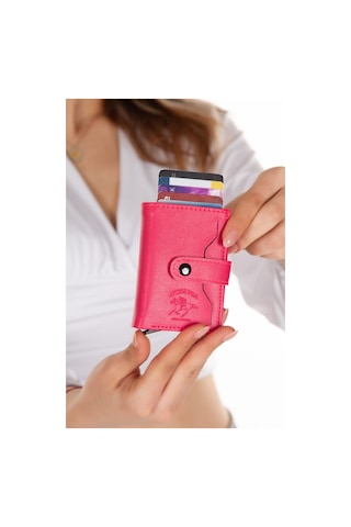 Adelina Fuşya Nova Deri Mekanizmalı Çıt Çıtlı Kartlık Cüzdan 7cm Fuşya