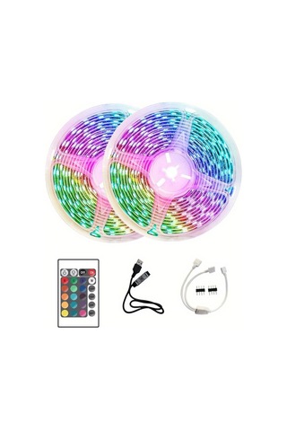 10m Şerit Led İç Mekan Renkli Rgb Şerit Led Kumandalı Çok Renkli