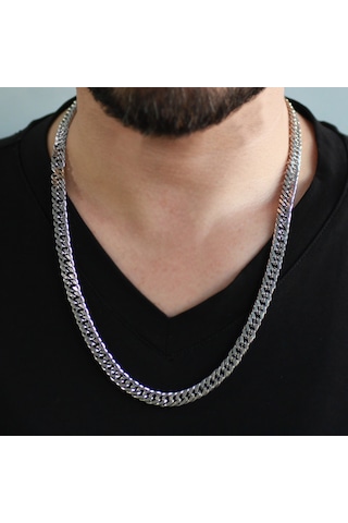 Silver Renk Çelik Erkek Gurmet Zincir Çelik