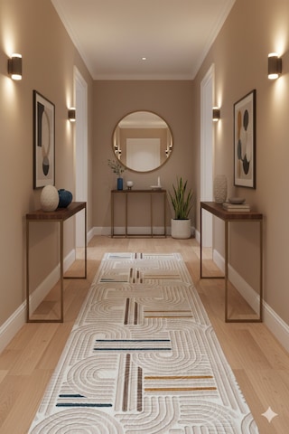 Salon Halısı Bej Kabartmalı Geometrik Desenli Fch3012 Multi