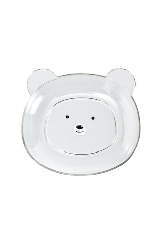 Şeffaf Atıştırmalık Tabağı Sevimli Ayı Deseni İstiflenebilir Yuvarlak Kenarlar Çok Amaçlı Plastik Yerden Tasarruflu