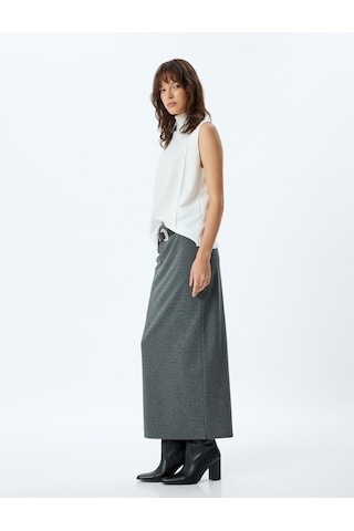 Koton Yırtmaçlı Standart Bel Slim Fit Uzun Kalem Etek Antrasit 5wak10047ek Antrasit