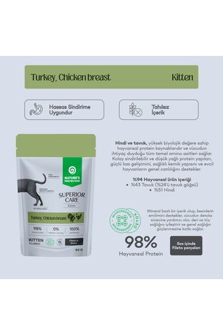 Nature S Protection Superior Care Hindi & Tavuk Göğüslü Sos İçinde Yavru Kedi Yaş Maması 85g 12 Adet