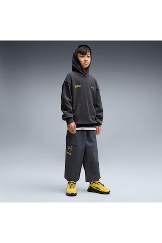 Puma X Pokemon Genç Geniş Kesim Kapüşonlu Sweatshırt 634945 76 Gri