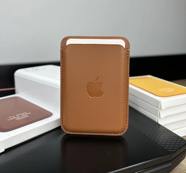 Magsafe Deri Cüzdan Kartlık Tüm Modellerle Uyumlu - Bordo Kahverengi