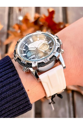 SLK001 Joefox Digital&Analog Kronmetre+Takvim+Alrm+Aydınlatma Erkek Kol Saati+Kaplangözü Bileklik