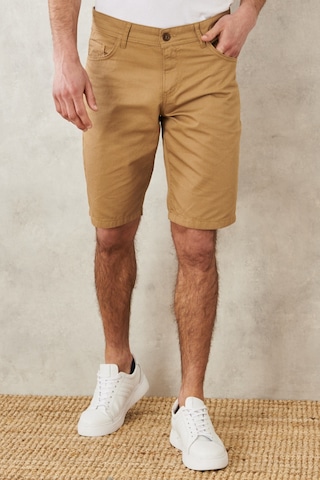 Ac&Co / Altınyıldız Classics Erkek Camel Slim Fit Dar Kesim Armürlü %100 Pamuk Casual Chino Şort 4A0222200007Cml46 Camel